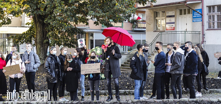 Elblg:"Myl, czuj, decyduj". Modzie demonstrowaa przed biurami poswPiS