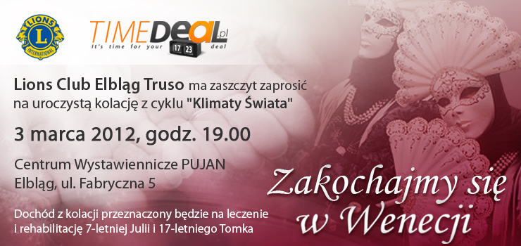 Lions Club & TIMEdeal.pl charytatywnie - zapraszamy na kolację 