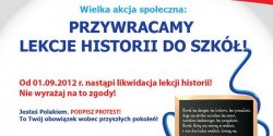 Petycja w sprawie przywr�cenia lekcji historii do szk�