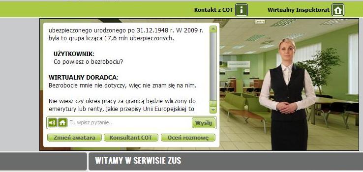 Wirtualny doradca ZUS-u o bezrobociu: To mnie nie dotyczy, wic si na tym nie znam