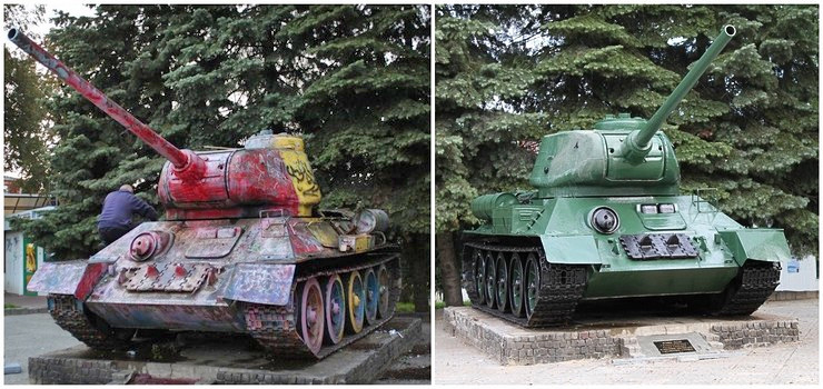 Czog T-34 odmalowany. "Nie chcemy, eby straszy"