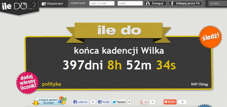 Kongres Nowej Prawicy odlicza czas do końca kadencji Jerzego Wilka. Założyli do tego specjalny licznik