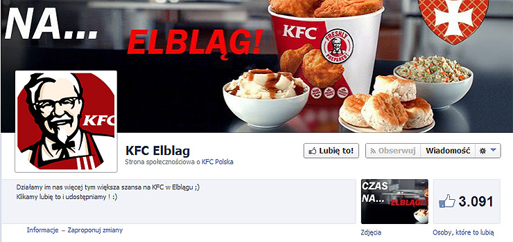 Ponad 3 tys. osb chce KFC w Elblgu. Akcja zbierania "lajkw" trwa