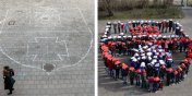 Stworzyli "żywy herb". Czytelniczka pyta, czy chodnik to odpowiednie miejsce na znak miasta?