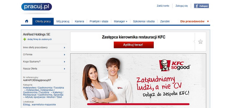 Poszukiwani s pracownicy do pracy w KFC w... Elblgu