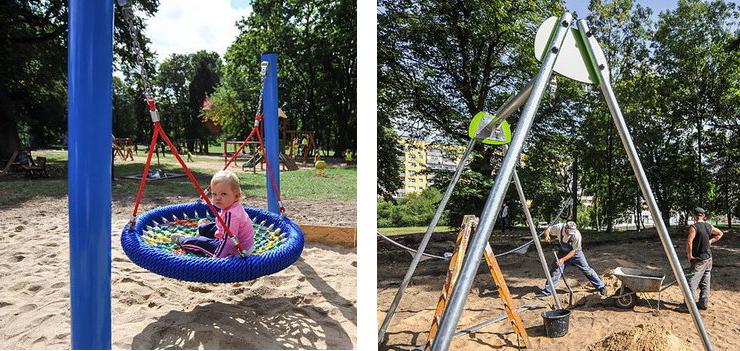 Surfer, karuzela i kula dwikowa. Nowe place zabaw jak malowane