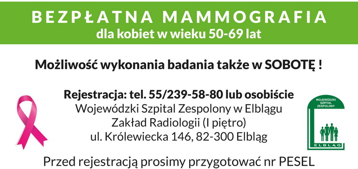 Piersi pod kontrolą. Panie z roczników 1947– 66 - zapraszamy na bezpłatną mammografię bez skierowania