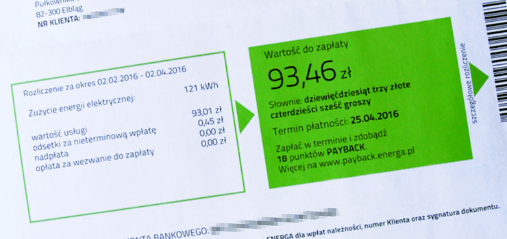 Oszuści wysyłają fałszywe faktury za prąd. W Elblągu zgłoszono już pierwszy taki przypadek