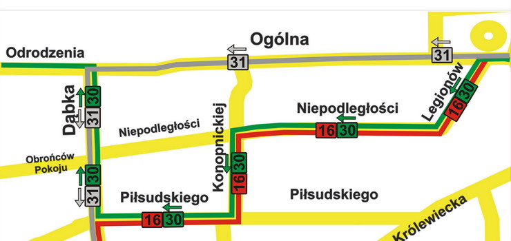 ZKM wprowadza tymczasowe objazdy na liniach nr 16, 30 i 31