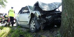 Wypadek ko�o Zastawna. Ranny kierowca w szpitalu po uderzeniu autem w drzewo