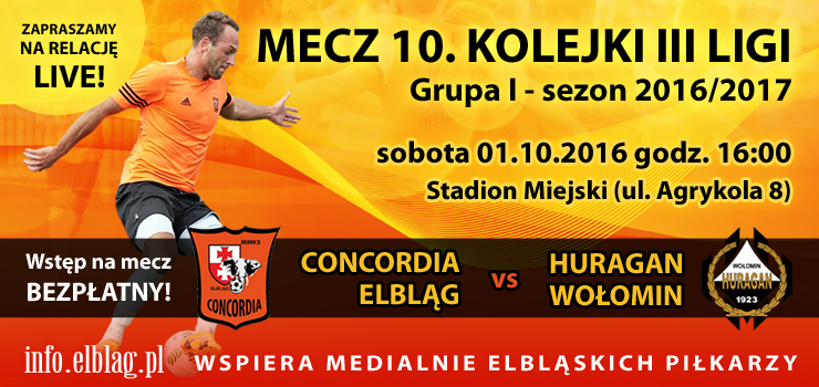 Zdobyć 3 punkty za wszelką cenę. Zapraszamy na mecz Concordia - Huragan Wołomin. Relacja LIVE
