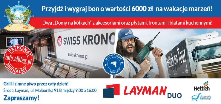 Sukces Elbląga! Już dziś firmę Layman odwiedzą dwa ogromne „Domy na kółkach”