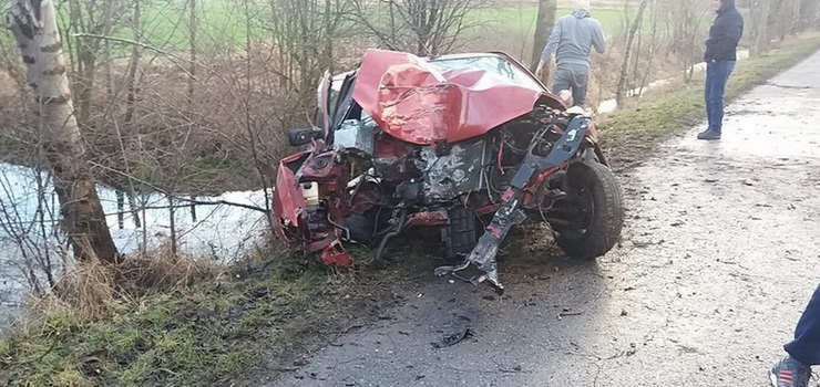 Samochd uderzy w drzewo. "W trakcie manewru wymijania kierowca utraci kontrol nad pojazdem"