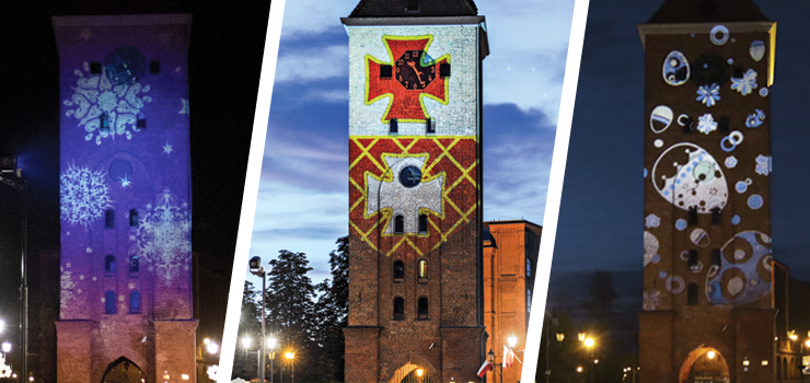 Herb, bombki i dekoracje Wielkanocne. Iluminacje świetle na Bramie Targowej dobrym pomysłem na promocję miasta?