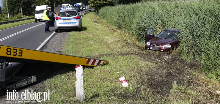 Kolizja na DK22. Wyjazd z Elbląga w stronę Malborka