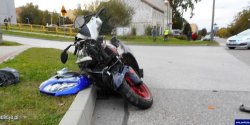 Motorowerem wjecha na chodnik i si przewrci. Nie by w stanie dmuchn w alkomat
