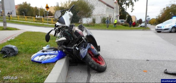 Motorowerem wjecha na chodnik i si przewrci. Nie by w stanie dmuchn w alkomat