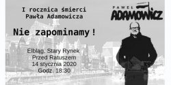 Elbl�g upami�tni I rocznic� tragicznej �mierci Prezydenta Gda�ska Paw�a Adamowicza