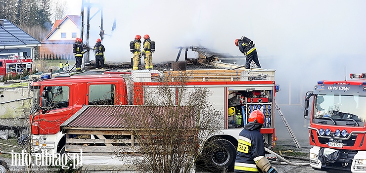 Pożar budynku stolarni w Dąbrowie