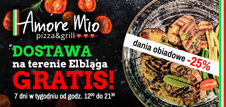 Restauracja Amore Mio oferuje 25 proc. rabatu na dania obiadowe i dowz gratis!
