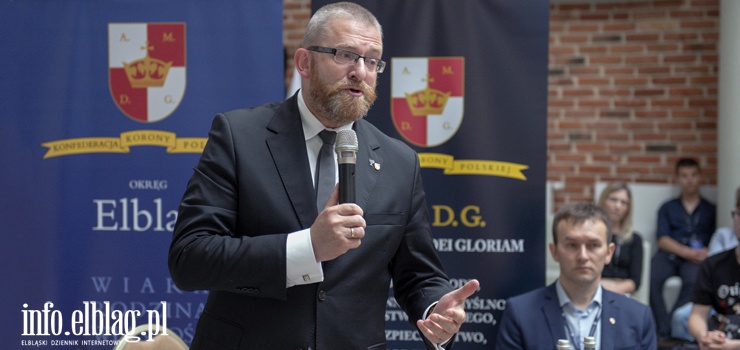 Poseł Grzegorz Braun (Konfederacja) w Elblągu: Własność Polaków jest dziś zagrożona zewnętrznie i wewnętrznie