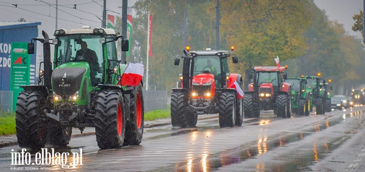 Elbląg: Ciągniki na ulicach. Rolnicy protestowali przeciw "piątce dla zwierząt"