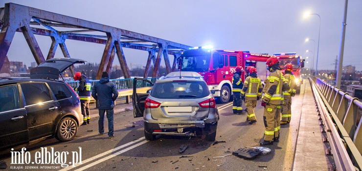 Kolizja trzech samochodów na moście Unii Europejskiej - zobacz zdjęcia