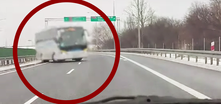 Autokarem pod prąd na S7 k/Elbląga - zobacz film