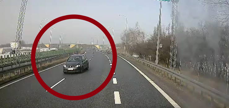 Ponownie pod prąd na S7 przy zjeździe do Elbląga - zobacz film