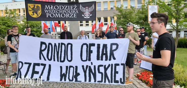 Narodowcy protestowali w Elblągu. Chcą zerwania współpracy z Tarnopolem i ronda Ofiar Wołynia (zobacz zdjęcia)