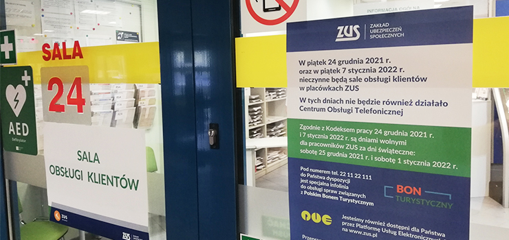 W piątek, 7 stycznia, ZUS zamknięty