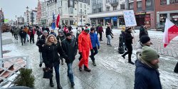Protest w Elblągu. "Wyłącz telewizor, włącz myślenie", "Przestańcie szczepić, zacznijcie leczyć" (film i zdjęcia)