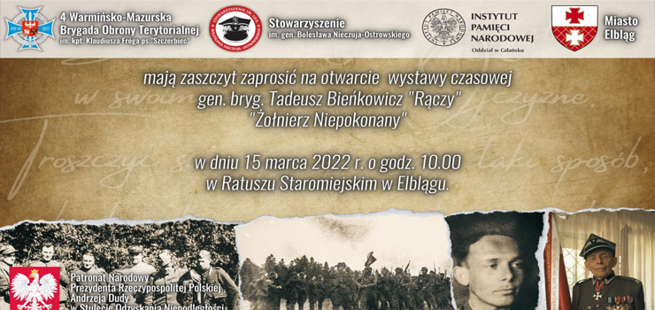 Otwarcie wystawy poświęconej gen. T. Bieńkowiczowi w Ratuszu Staromiejskim w Elblągu