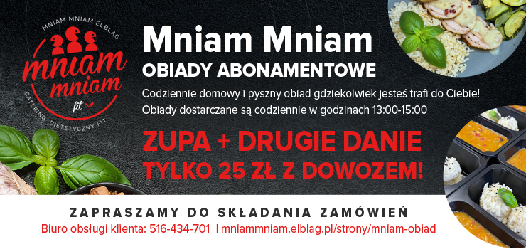 Obiad abonamentowy Mniam Mniam Fit w Elblągu. Pyszny jak u mamy!