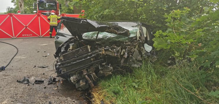 Kierowca zmar na miejscu. Jego auto uderzyo w drzewo
