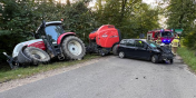 Zderzenie samochodu osobowego z ciągnikiem rolniczym