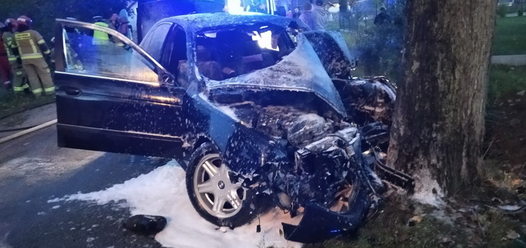 Samochód wjechał w drzewo. Dwie osoby poszkodowane (aktualizacja)
