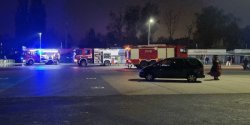 Poar pawilonu handlowego na targowisku miejskim i awaria prdu