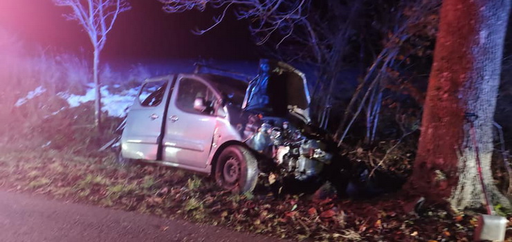 Fromborska: stracił panowanie nad kierowanym peugeotem i uderzył w drzewo