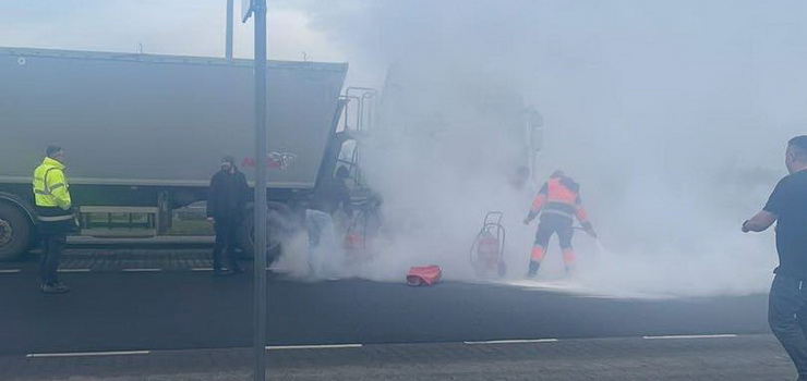 Nowy Dwór Gdański: pożar samochodu ciężarowego