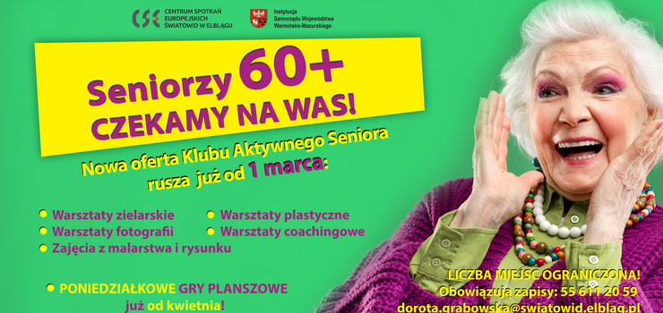 Zapraszamy do Klubu Aktywnego Seniora w CSE „Światowid” w Elblągu