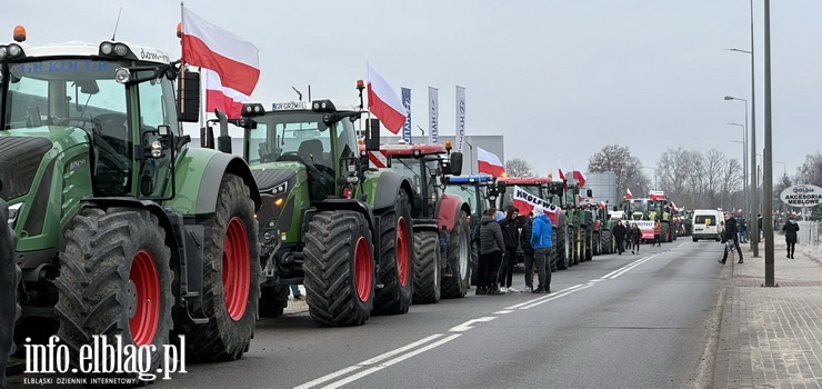 Trwa protest rolnikw na ulicach Elblga. Bd utrudnienia w ruchu