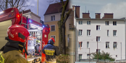 Pożar przy Płk. Dąbka. "Lokal mieszkalny spłonął doszczętnie, mężczyzna trafił do szpitala"