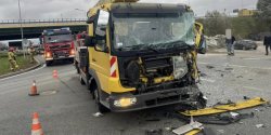 Zdarzenie betoniarki z podno�nikiem na ul. Warszawskiej
