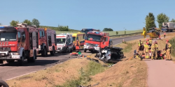 Uwaga DK-16 zablokowana. Powany wypadek drogowy w okolicy miejscowoci Probark – pow. mrgowski