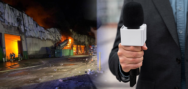 Elbląg: Dziennikarz uderzony podczas pożaru sortowni? Policja bada sprawę