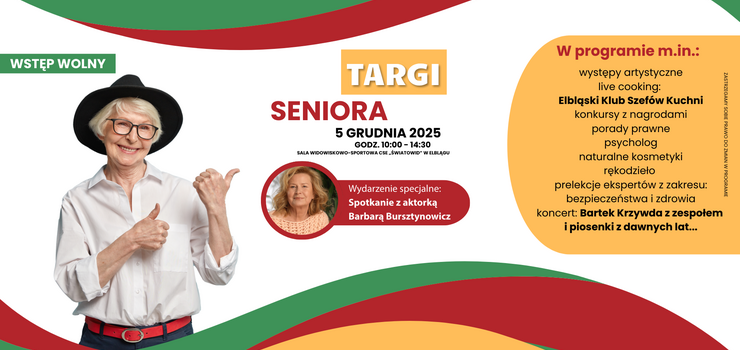 Targi Seniora – Teraz My! 5 grudnia w Centrum Spotkań Europejskich "Światowid" w Elblągu