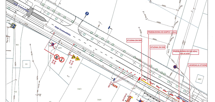 Zmiana organizacji ruchu na Al. Grunwaldzkiej w związku z awarią kanału