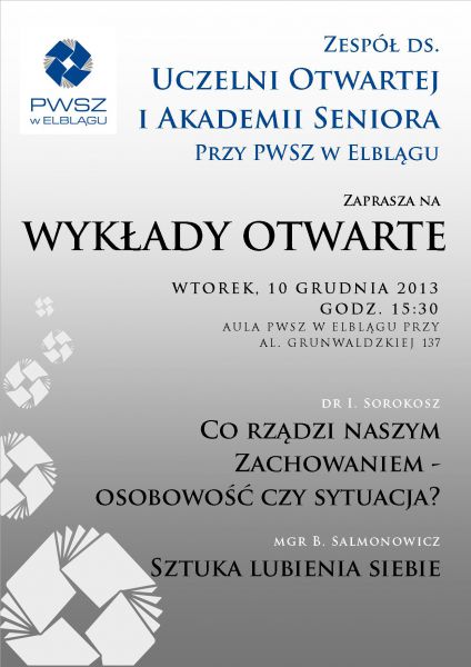 Wykady otwarte - Akademia Seniora w PWSZ w Elblgu