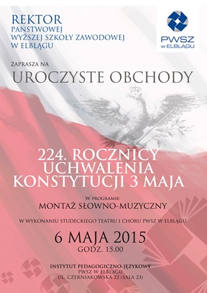 224. Rocznica uchwalenia Konstytucji 3 Maja na PWSZ w Elblągu